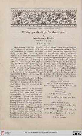 Beiträge zur Geschichte der Kunsttöpferei, [10]: Faiencefabriken zu Nürnberg