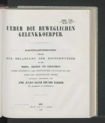 Ueber Die Beweglichen Gelenkkoerper.
