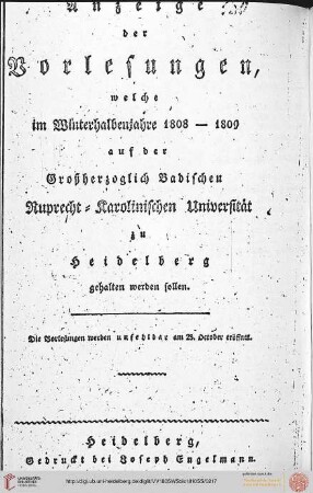 Wintersemester 1808/1809