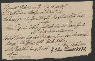 Bestellung von Musikalien: 05.01.1830