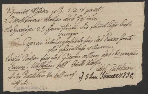 Bestellung von Musikalien: 05.01.1830