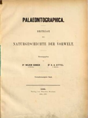 Palaeontographica : Beiträge zur Naturgeschichte d. Vorzeit. 24. 1876/77