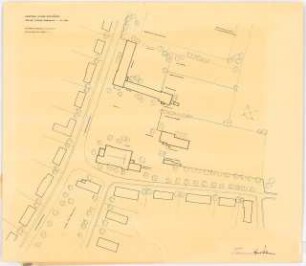 Schule, Kirche, Pfarrhaus: Lageplan 1: 500