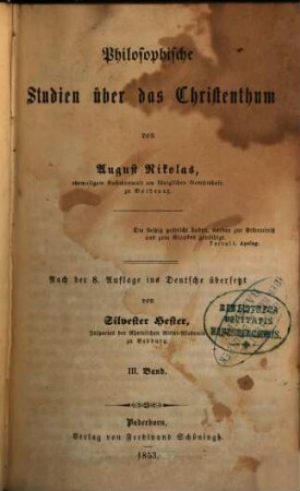 Philosophische Studien über das Christenthum, 3