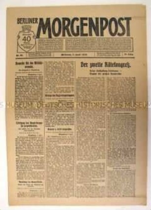 Tageszeitung "Berliner Morgenpost" über den zweiten Rätekongress in Berlin