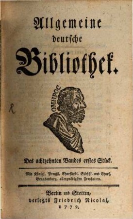 Allgemeine deutsche Bibliothek. 18, 18. 1772