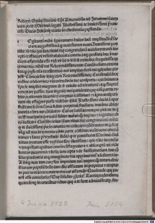 Oratio ad Innocentium VIII. in oboedientia praestanda