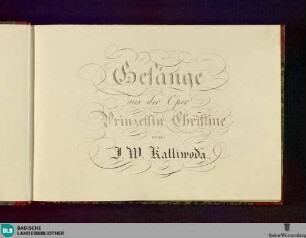 Prinzessin Christine. Excerpts. Arr - Don Mus.Ms. 846 : StrK WoO 5.01