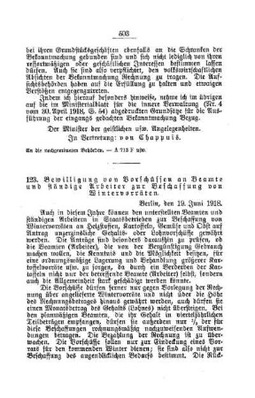 Bewilligung von Vorschüssen an Beamte und ständige Arbeiter zur Beschaffung von Wintervorräten : [A. Behörden und Beamte]