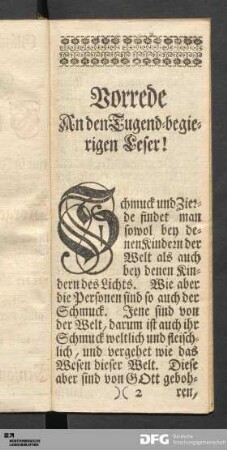 Vorrede An den Tugend-begierigen Leser!