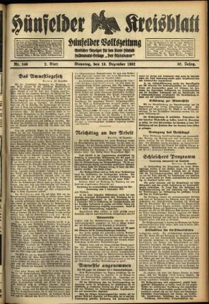Zweite Ausgabe vom Dienstag, den 13. Dezember 1932.