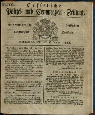 Nr. 100, Sonnabend, den 16ten December 1815
