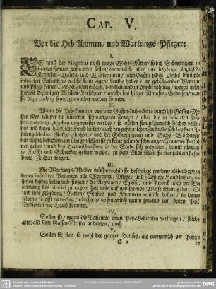 Cap. V. Vor die Heb-Ammen, und Wartungs-Pflegere