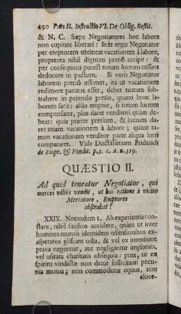 490-504, Quaestio II. Ad quid teneatur Negotiator, qui merces vilius vendit...