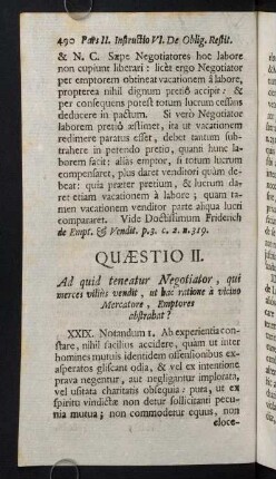 490-504, Quaestio II. Ad quid teneatur Negotiator, qui merces vilius vendit...