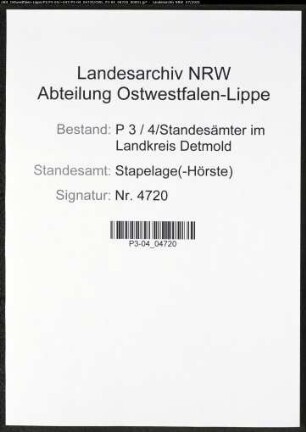 Heiratsregister Standesamt Stapelage(-Hörste)