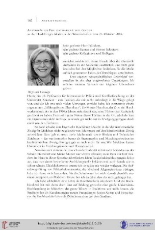 Antrittsrede von Frau Katharina Holzinger an der Heidelberger Akademie der Wissenschaften vom 26. Oktober 2013