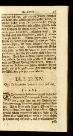 Tit. XIV. Qui Testamento Tutores dari possunt.