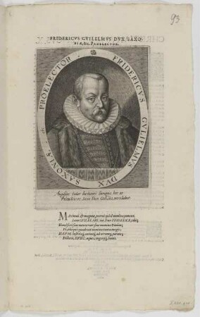 Bildnis des Fridericvs Gvlielmvs I., Herzog von Sachsen