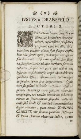 Justus a Dransfeld Lectori S.