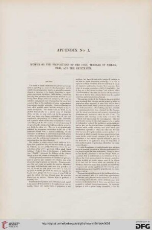 Appendix No. I: Memoir on the Proportions of the Ionic Temples of Priene, Teos, and the Smintheum