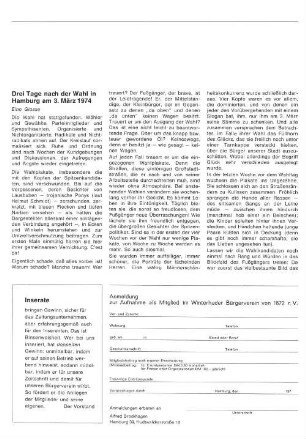 Drei Tage nach der Wahl in Hamburg am 3. März 1974