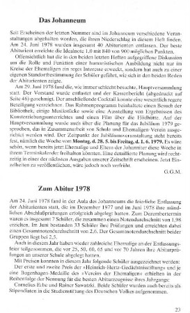 Zum Abitur 1978