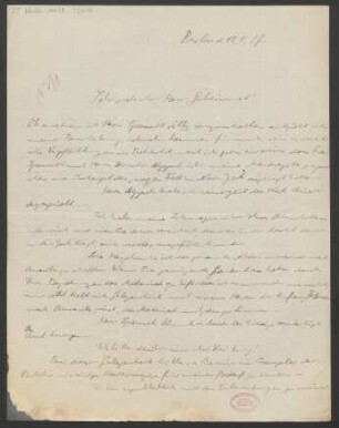 Brief an Ludwig Strecker (senior) und B. Schott's Söhne