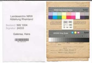 Entnazifizierung Hans Galensa , geb. 19.06.1905 (Bauarbeiter)