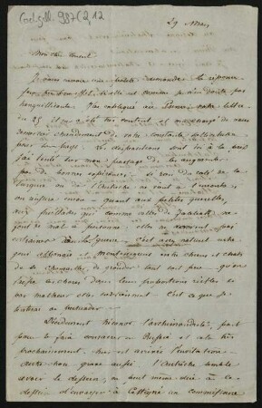 52 Briefe, Originale bzw. Abschriften: Diplomatische Korrespondenz der Hauptakteure der Montenegropolitik der Jahre 1857-1861 - BSB Cod.gall. 987(1-5, Teil 2,12. The Henri Delarue - Hyacinthe Hecquard correspondence, 1857-1858 (33 original confidential letters), Nr. 12: March 29, [1858] - BSB Cod.gall. 987(2,12