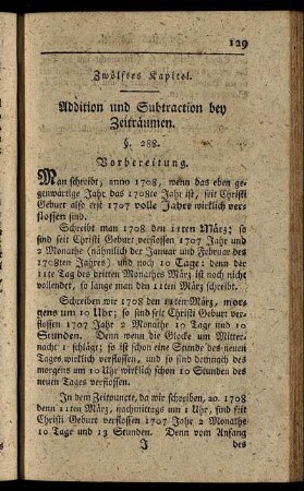 Zwölftes Kapitel. Addition und Subtraction bey Zeiträumen