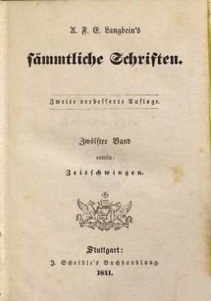A. F. E. Langbein's sämmtliche Schriften, 12. Zeitschwingen