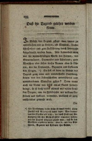 Daß die Tugend gelehrt werden könne