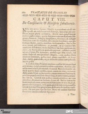 Caput VIII. De Consiliariis & Ministris subalternis.