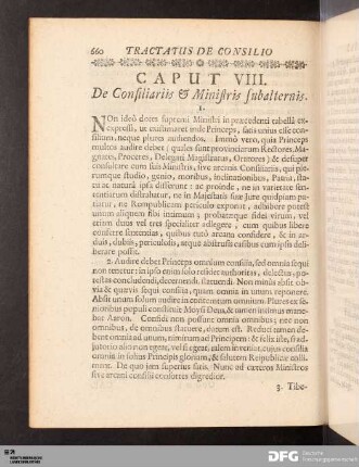 Caput VIII. De Consiliariis & Ministris subalternis.