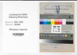 Entnazifizierung Heinrich Sillmanns , geb. 09.03.1896 (Lokfuehrer)