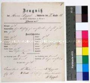 Zeugnis der Privattöchterschule zu Memel für die Schülerin Anna Zippel