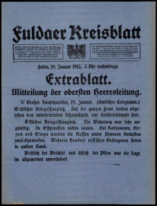 Zweite Ausgabe vom Dienstag, den 19. Januar 1915.