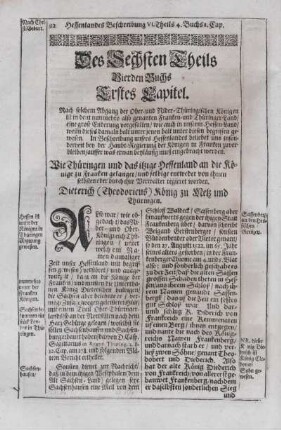 Erstes Capitel. Wie Thüringen und das itzige Hessenland an die Könige zu Franken gelanget, ...