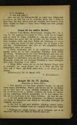 Fragen für den nächsten Umlauf