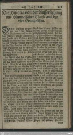 Die Historia von der Aufferstehung und Himmelfahrt Christi aus den vier Evangelisten