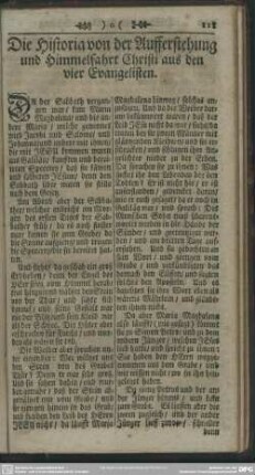 Die Historia von der Aufferstehung und Himmelfahrt Christi aus den vier Evangelisten