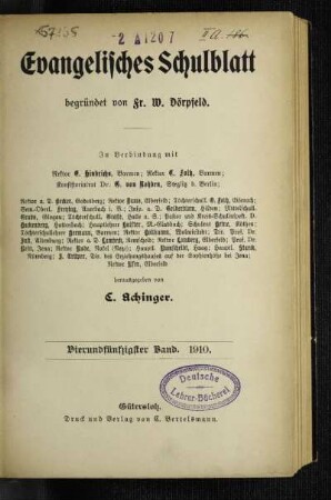 54: Evangelisches Schulblatt - 54.1910