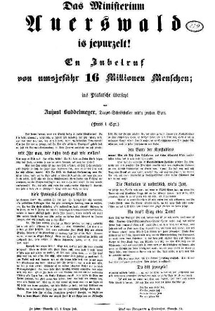Das Ministerium Auerswald is jepurzelt!
