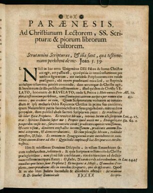 e1r-e4v, Paraenesis. Ad Christianum Lectorem, SS. Scripturae & piorum librorum cultorem