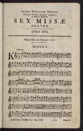1-11, Flauto II., ou Clarinetto in C. Missa I. - Missa II.