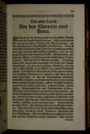 Das andere Capitel. Von dem Charactere eines Poeten.