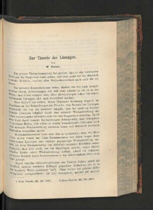 Zur Theorie der Lösungen.