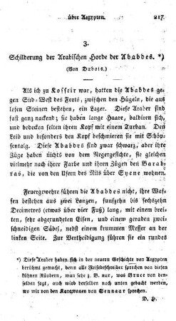 3. Schilderung der arabischen Horde der Ababdes.