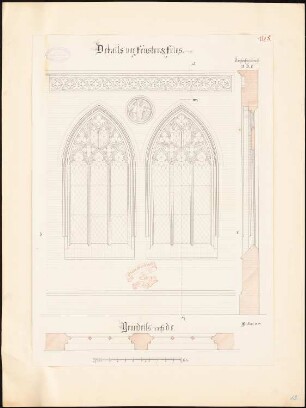 Kirche mit 412 Sitzplätzen: Details: Fenster, Fries, Fensterprofile